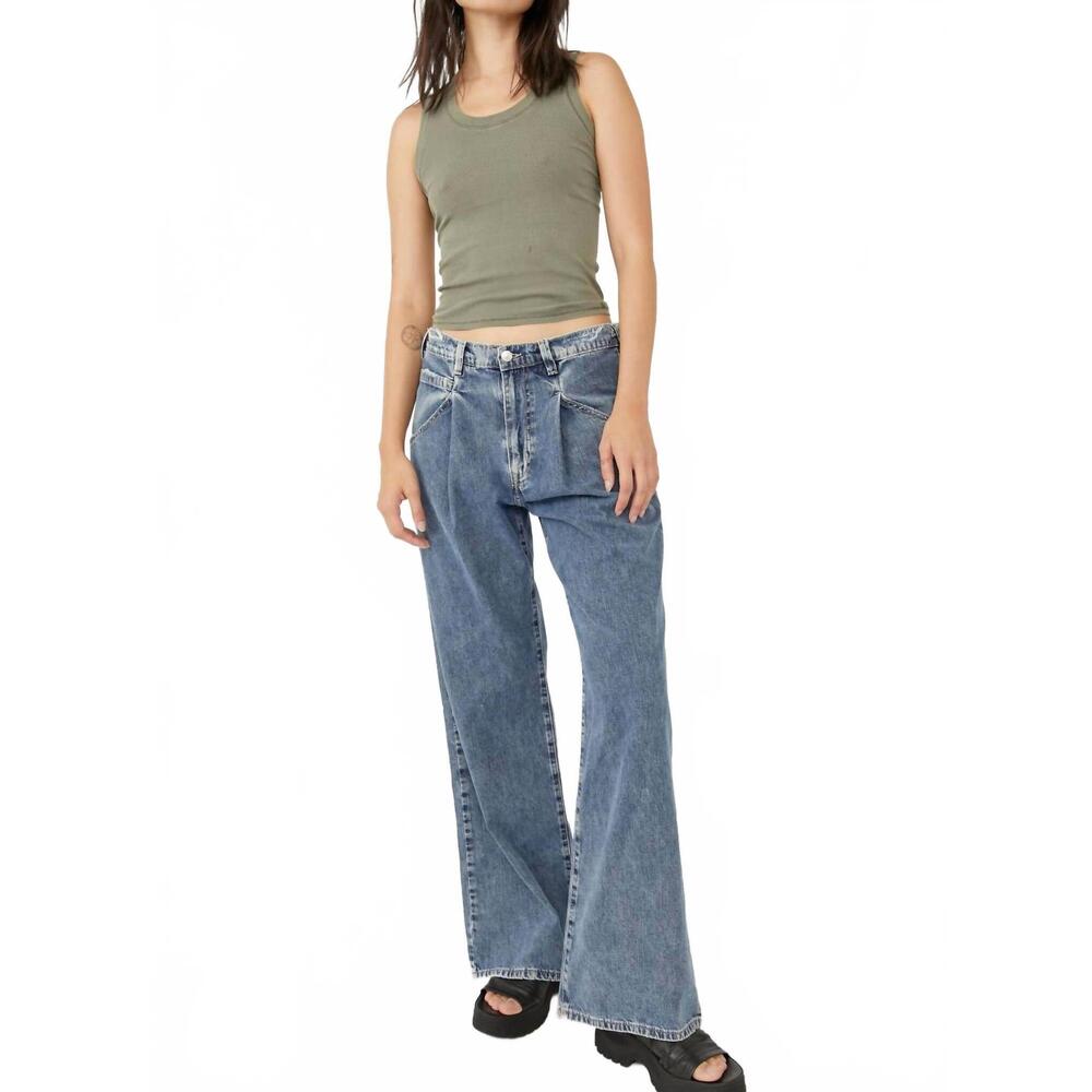 NEW FREE PEOPLE luca super slouch jeans in blue